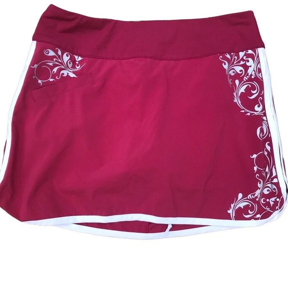 Athleta Dresses & Skirts - Athleta Size 6 Burgundy Athletic Skort Skirt Built-In Mesh Shorts Graphic Print